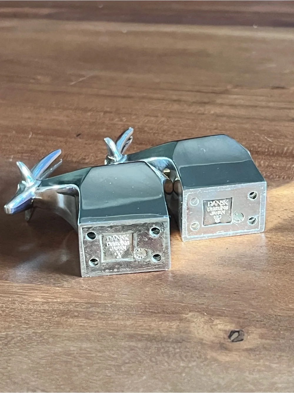 Dansk Designs Japan Safari Gazelle Silver plate Paperweights set of 2 vintage
